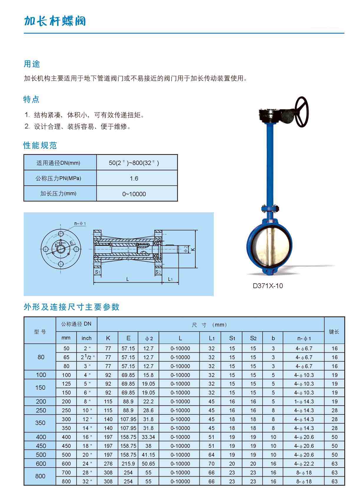 D371X加長(zhǎng)桿對(duì)夾式蝶閥(圖1)