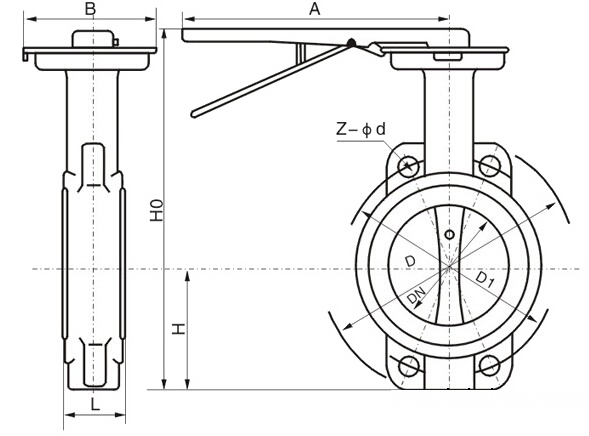 D71X中線對夾式軟密封蝶閥(圖1)